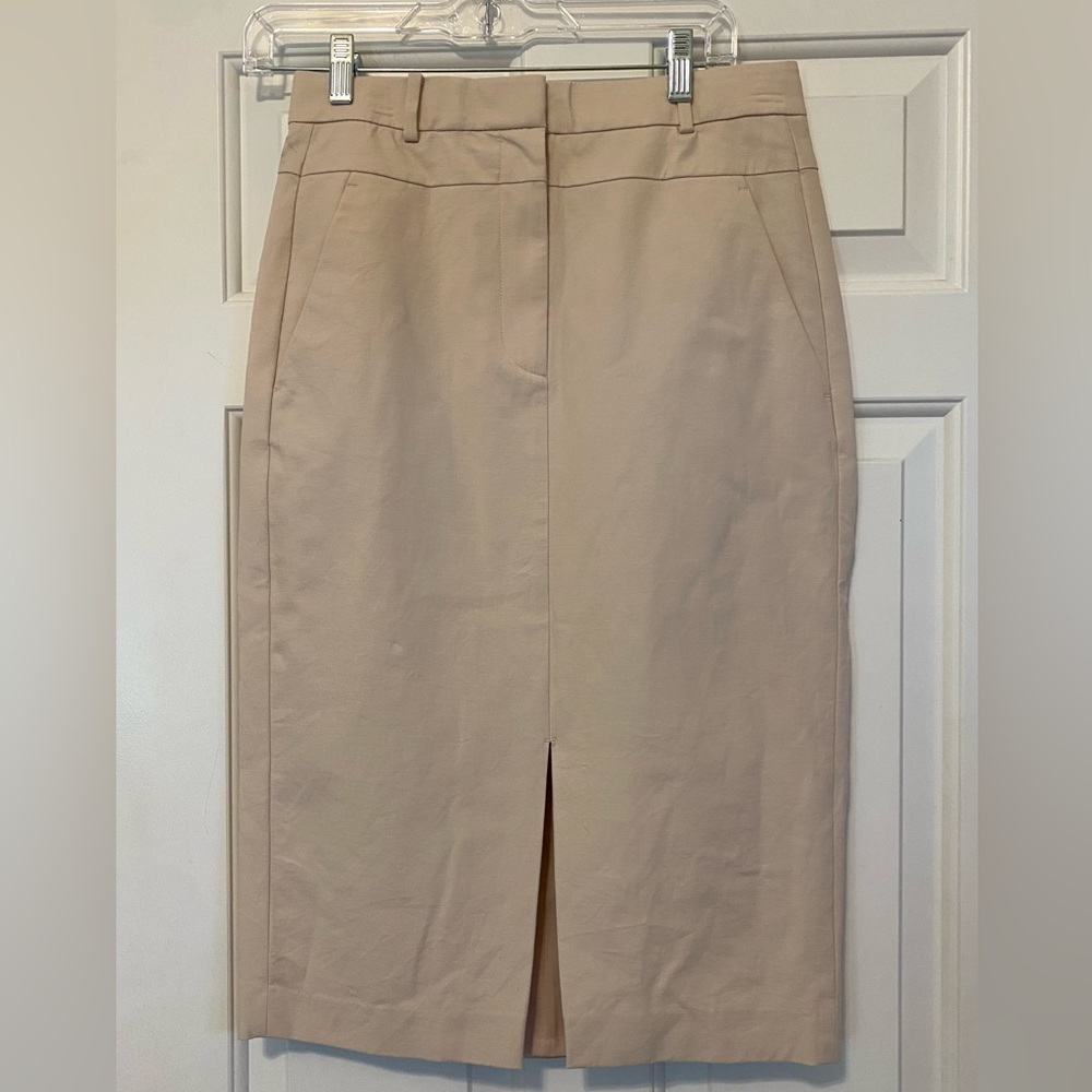 Ann Taylor cream colored pencil skirt with slit